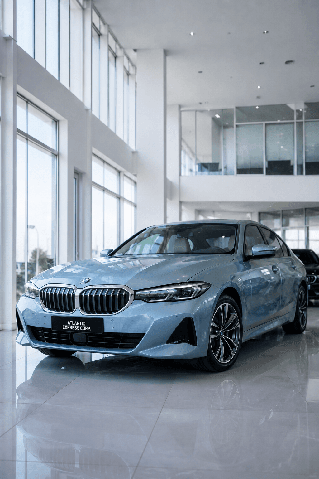 Седан BMW 3 серії у світлому автосалоні Atlantic Express Corp.